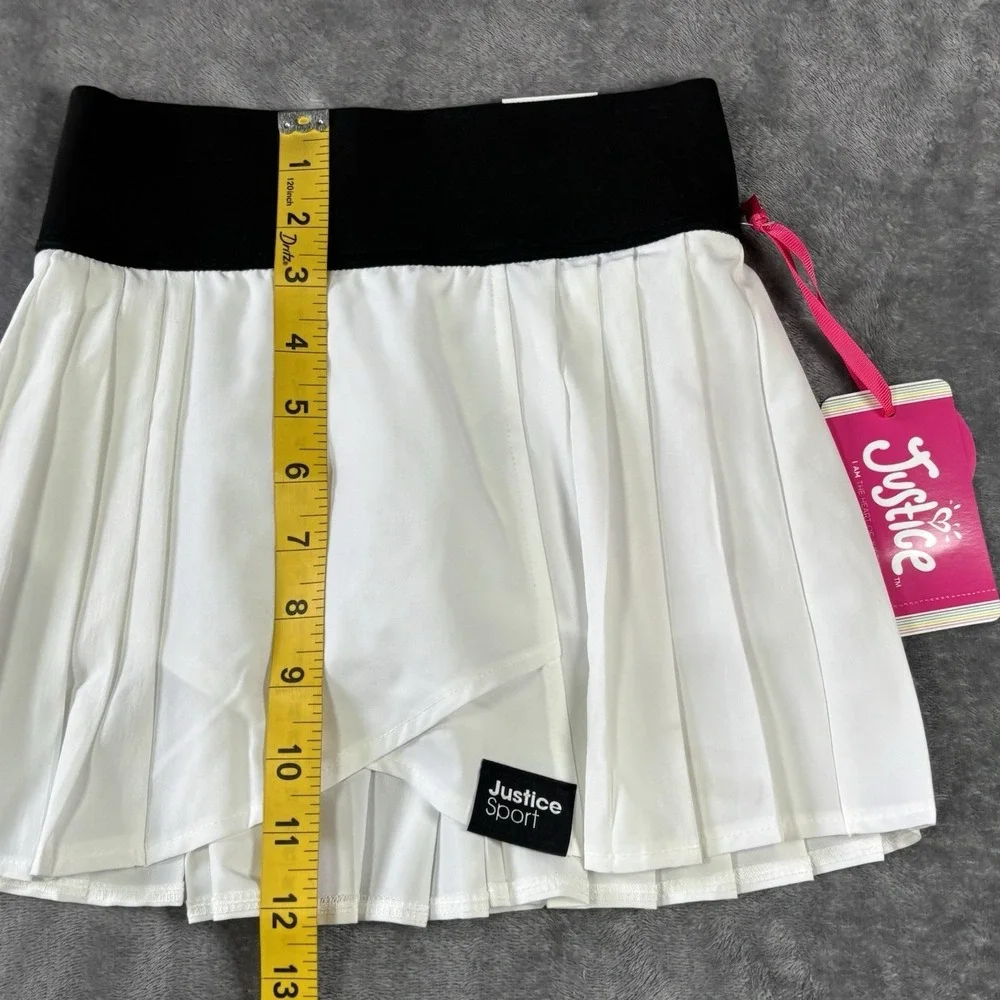 Justice Sport Girls Pleated White Skort Size XS 5/6 Elastic Waits  NWT